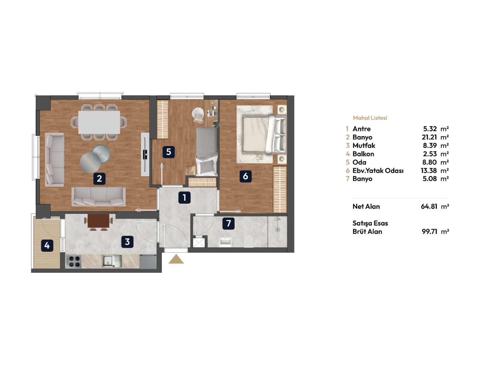 2+1 Daire Planı